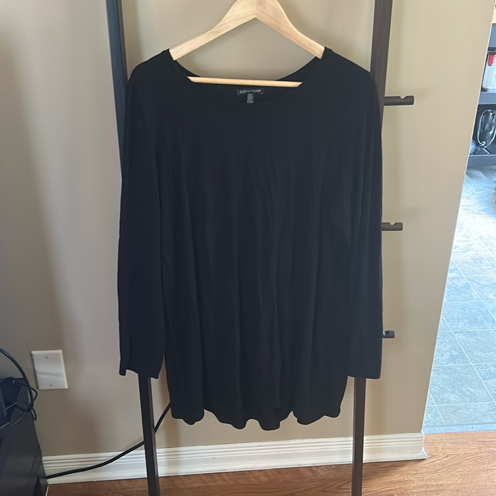 Eileen Fisher Black Long Sleeve Blouse